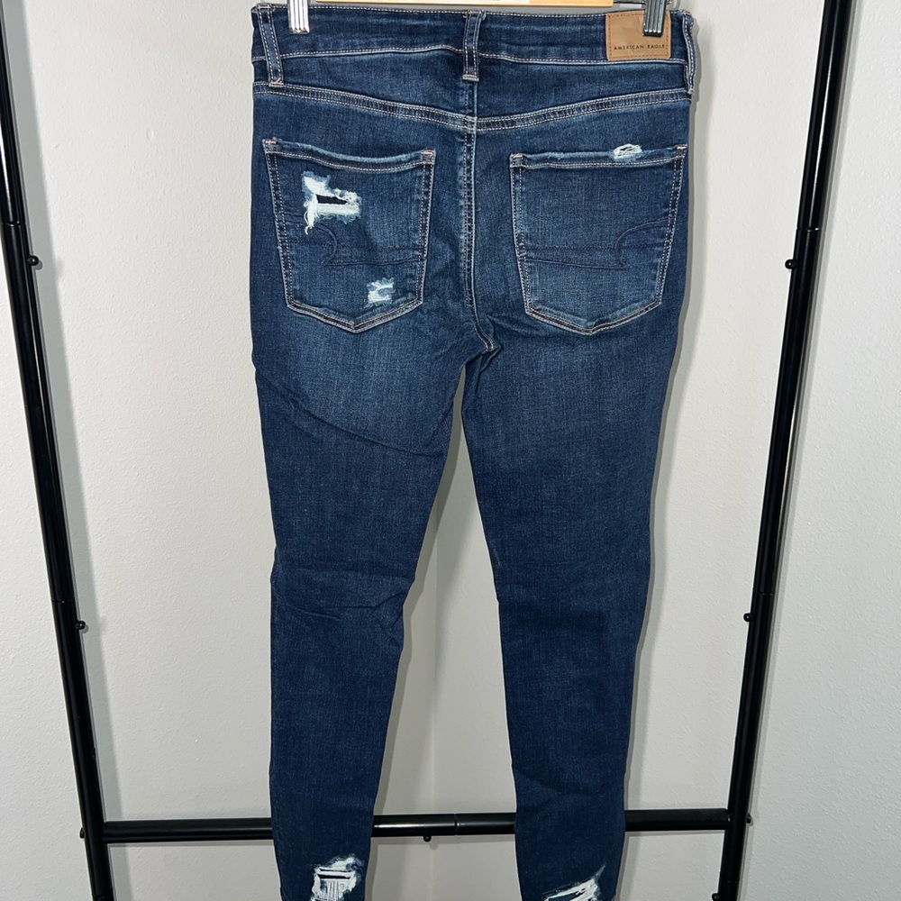 American Eagle Outfitters Dark Blue Distressed Skinny Jeans